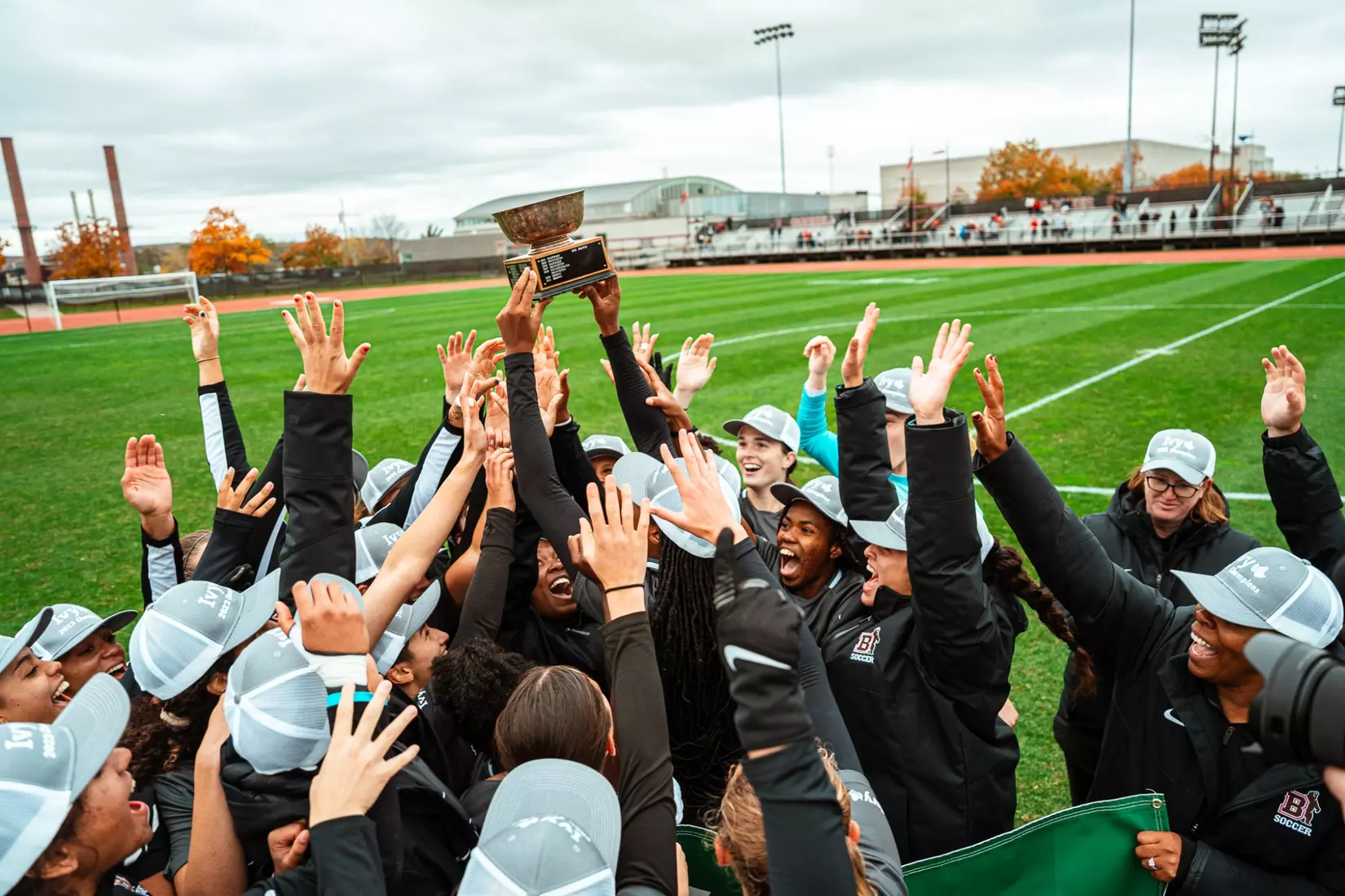 Team celebrates winning their fourth consecutive Ivy League Championship on Saturday, October 21 at Cornell