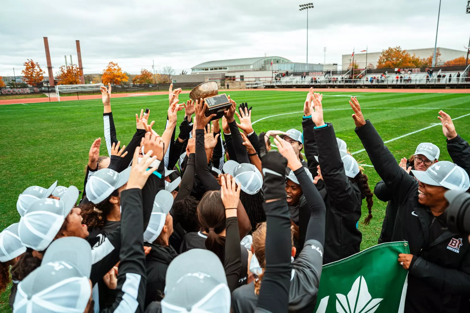 Team celebrates winning their fourth consecutive Ivy League Championship on Saturday, October 21 at Cornell