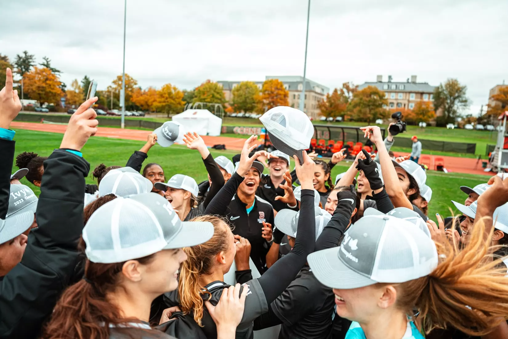 Team celebrates winning their fourth consecutive Ivy League Championship on Saturday, October 21 at Cornell