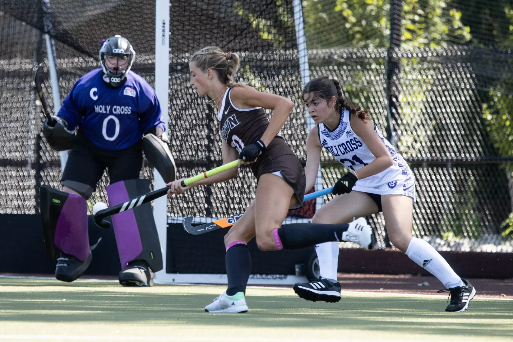 Field Hockey defeats Holy Cross 2-1 in overtime on Sunday afternoon at Goldberger Family Field.