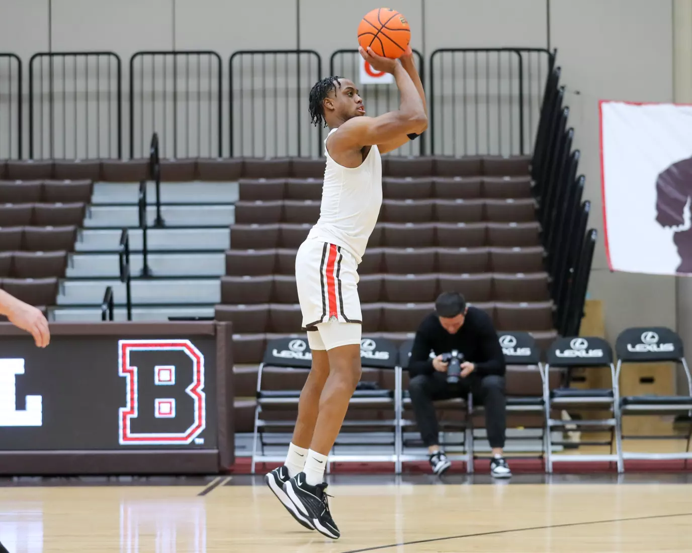 Kalu Anya pregame vs Yale. January 9, 2024 inside the Pizzitola Sports Center