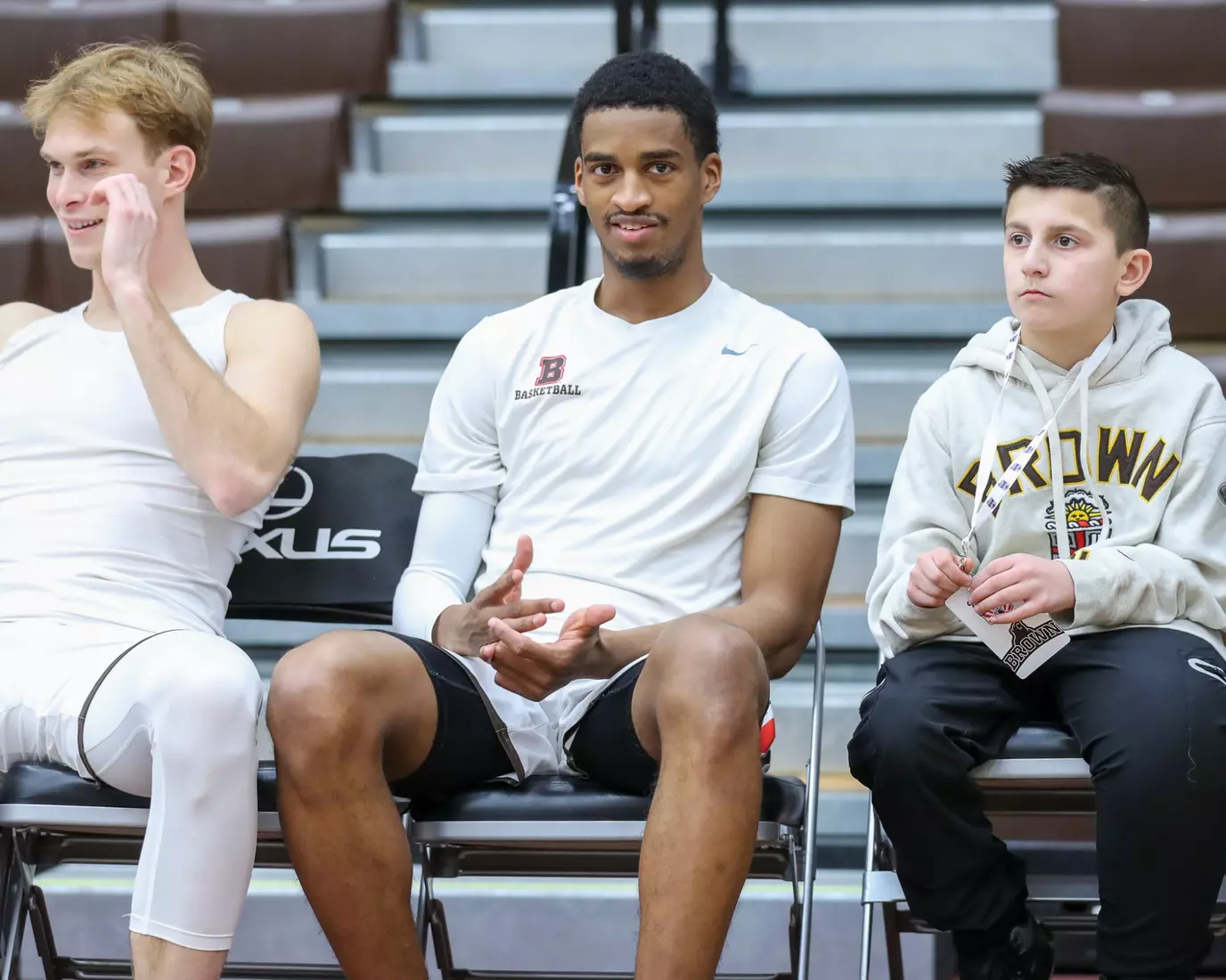 Aaron Cooley pregame vs Yale. January 9, 2024 inside the Pizzitola Sports Center
