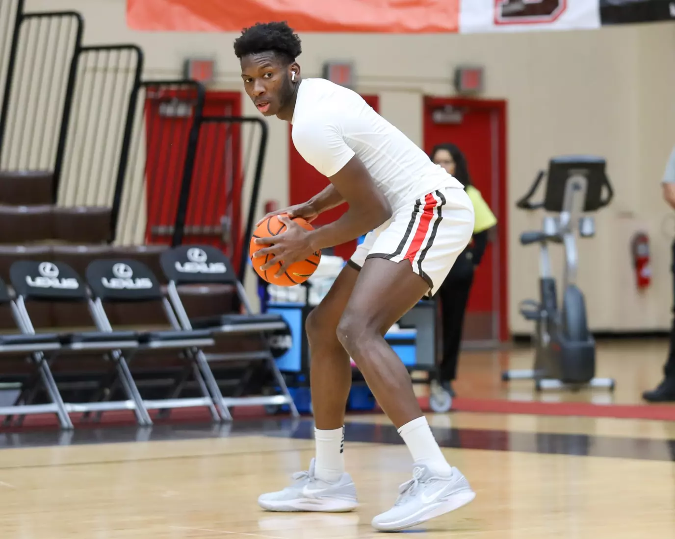 N'famara Dabo pregame vs Yale. January 9, 2024 inside the Pizzitola Sports Center