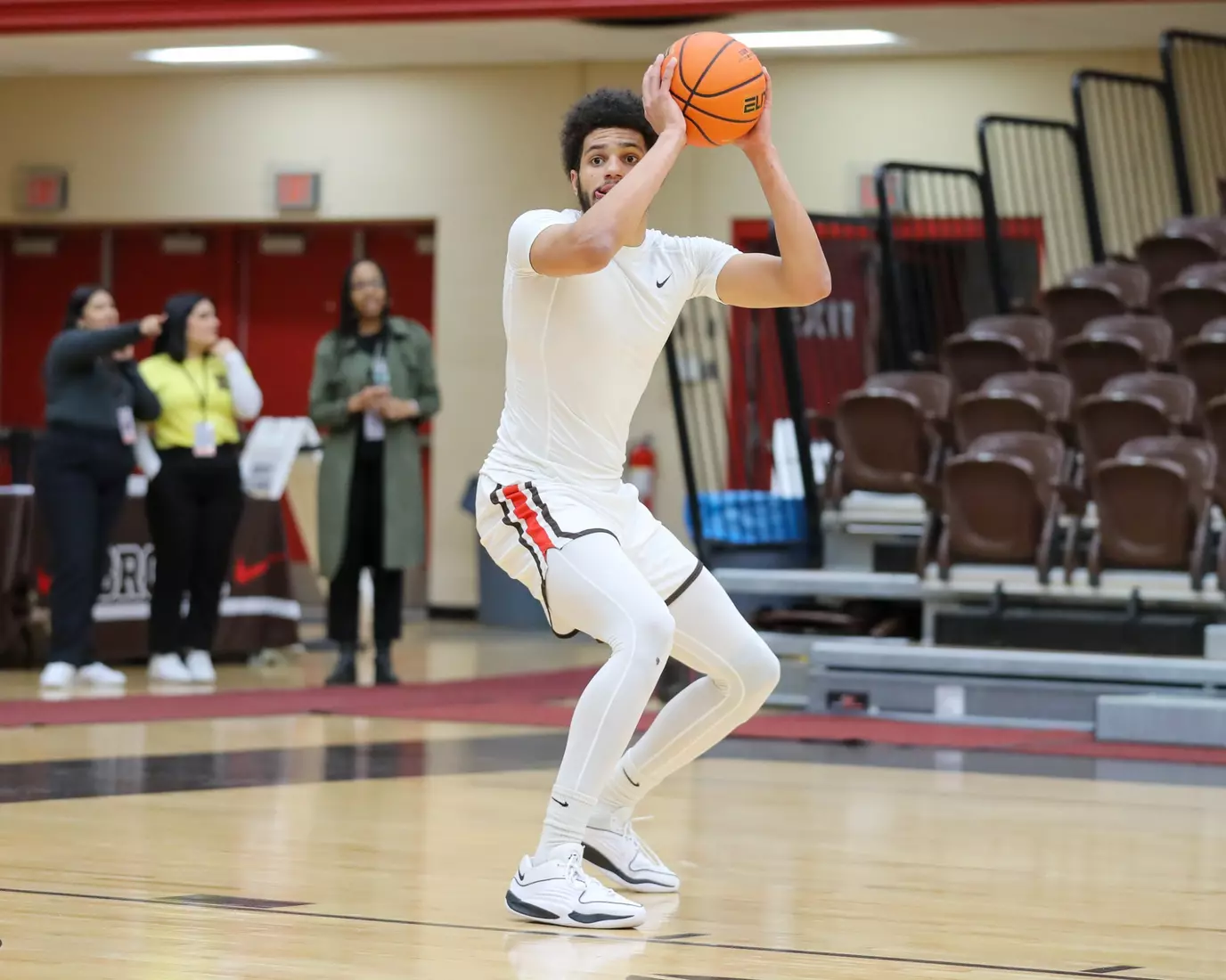 Mal Ndur pregame vs Yale. January 9, 2024 inside the Pizzitola Sports Center