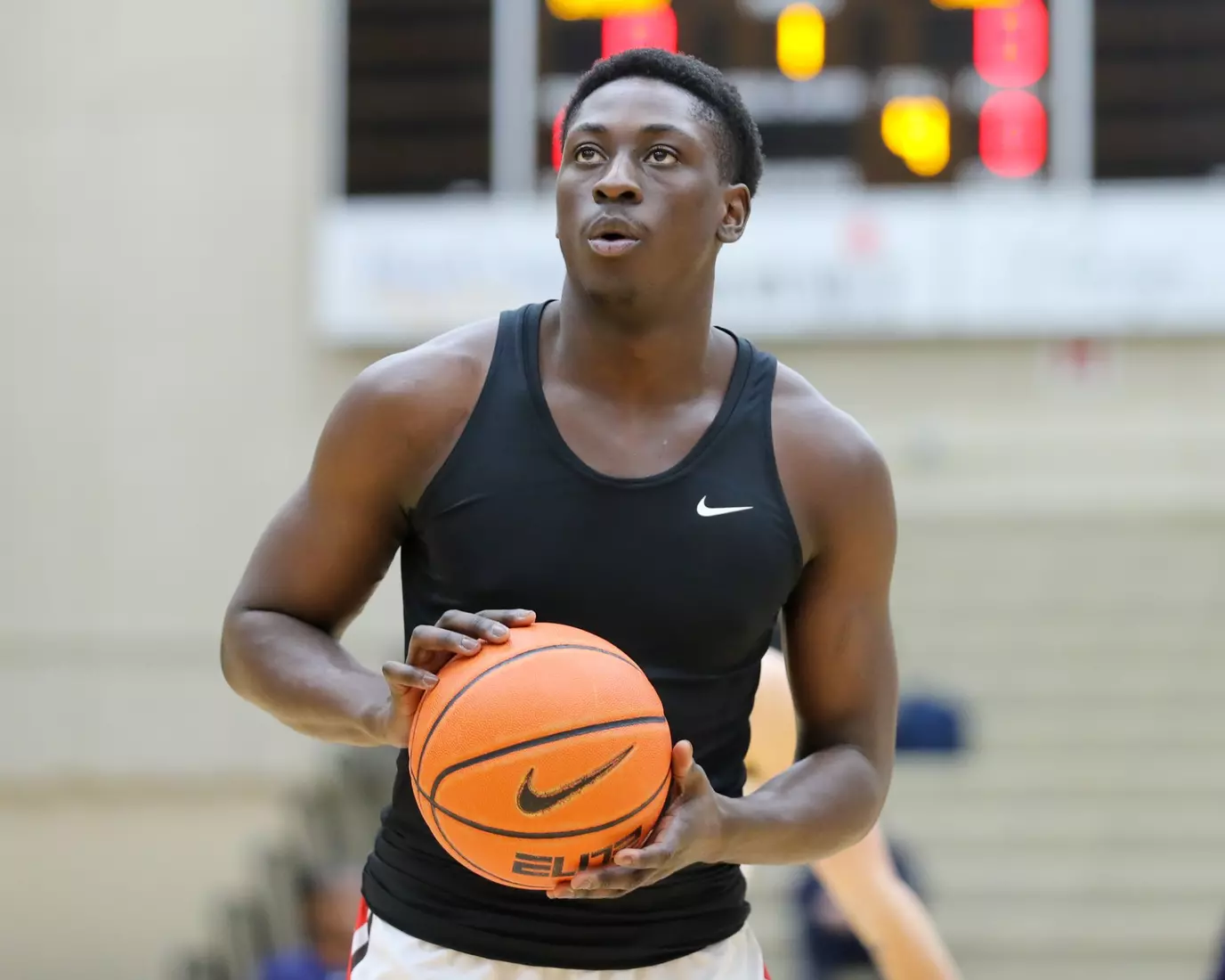 Nana Owusu-Anane pregame vs Yale. January 9, 2024 inside the Pizzitola Sports Center