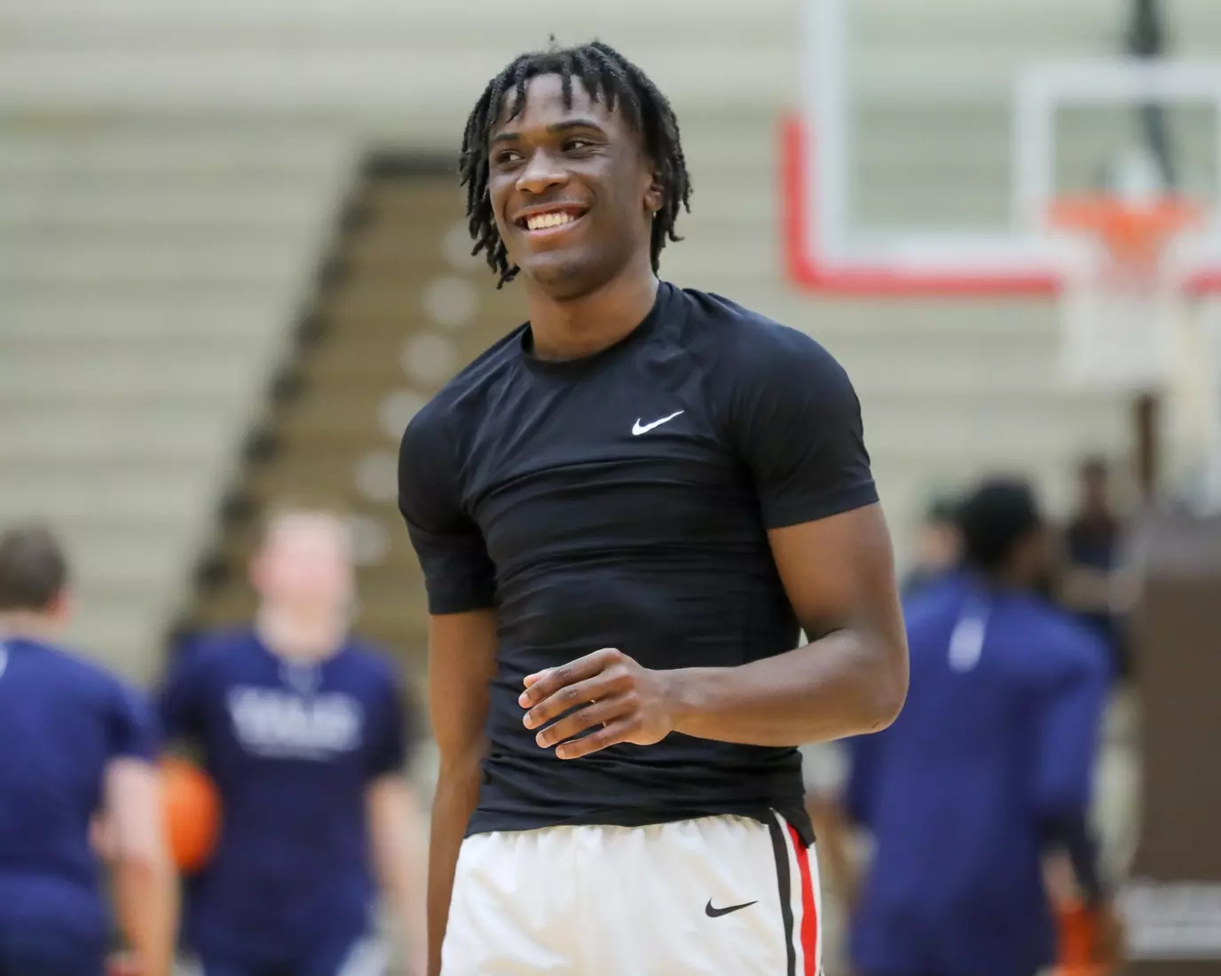 Malcolm Wrisby-Jefferson pregame vs Yale. January 9, 2024 inside the Pizzitola Sports Center