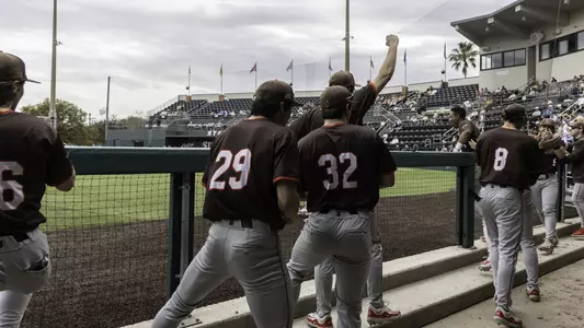 Team dugout from behind at Stetson
