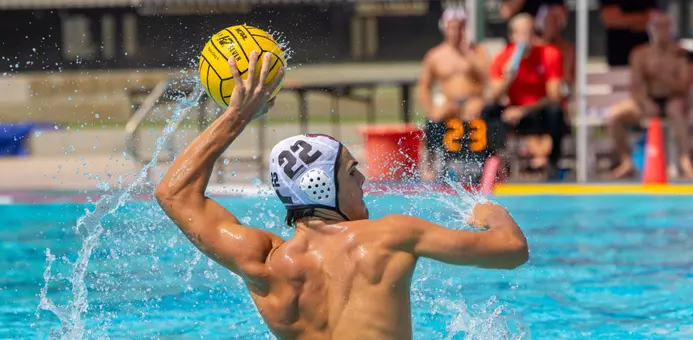 LOS ANGELES, CA - SEPTEMBER 13: The Brown University Bears mens water polo team vs. Loyola Marymount University (LMU) Lions on September 13, 2025, at the Burns Recreation center on the LMU Campus in Westchester, California. (Photo by Greg Fiore)