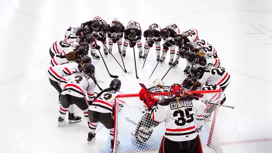 Women's hockey huddle