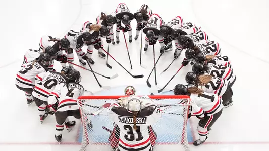 Women's hockey huddle