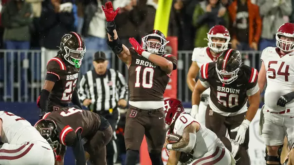 Max Malo celebrates against Harvard in 2026