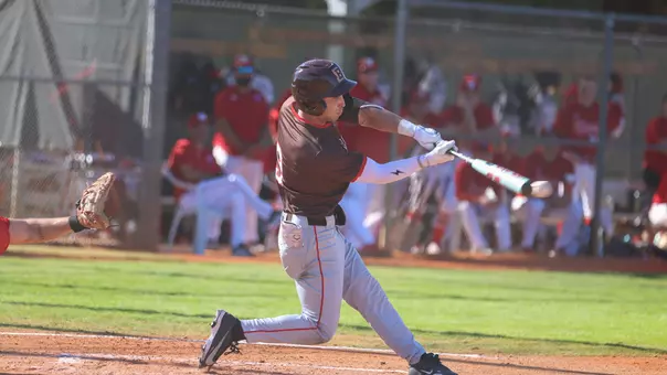Logan Meusy bats against Miami University at the 2026 Snowbird Classic