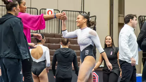 Liza Marcus is congratulated by Brittany Harris on Feb. 1, 2026
