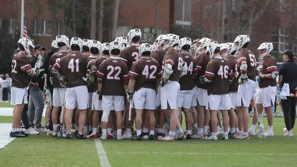 Men's lacrosse huddle at North Carolina (Mar. 7, 2026)