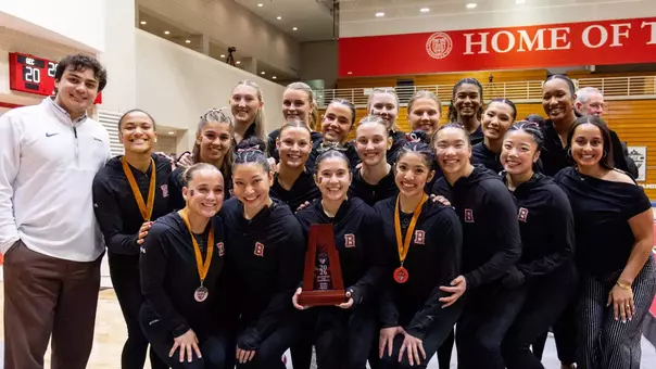 Brown poses with the 3rd place trophy at the 2026 GEC Championships