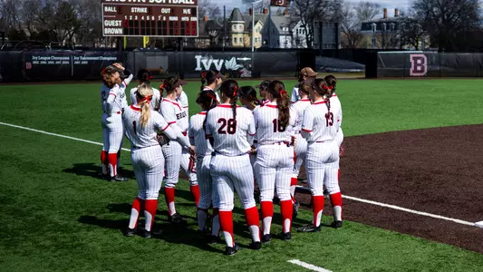 Brown softball team huddle