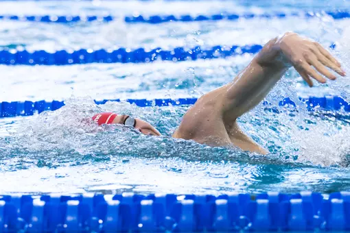 Marton Nagy competes in the 400 IM prelims during the 2026 NCAA Men's Swimming and Diving Championship in Atlanta.
