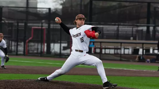 Peter Dubie pitches against URI in March 2026