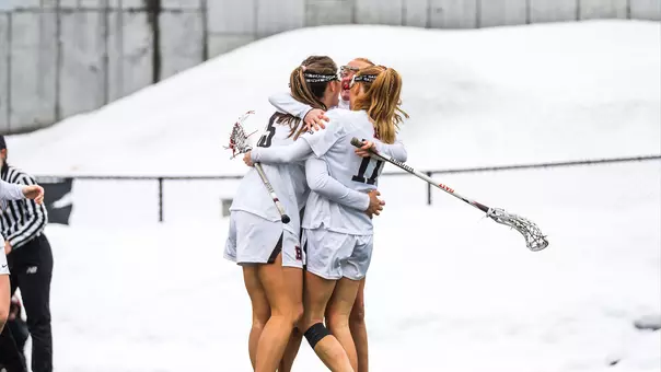 Women's Lacrosse Celebration Against Cornell