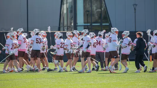 Men's Lacrosse Huddle Against Princeton