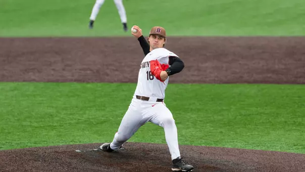 Peter Dubie pitches against Rhode Island in March 2026