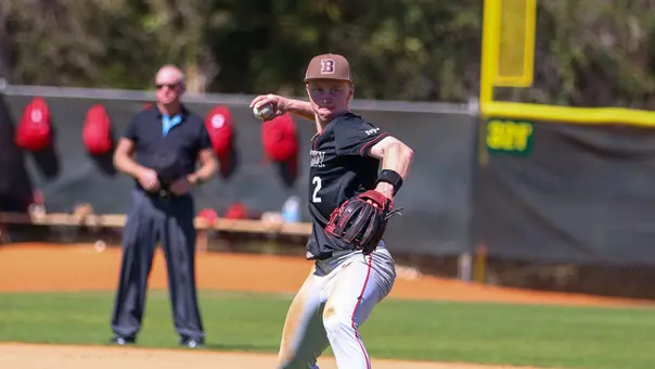 Matt Luigs warms up against Illinois State on February 21, 2026