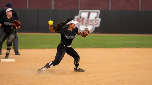 Alyssa Villarde throws the ball from shortstop