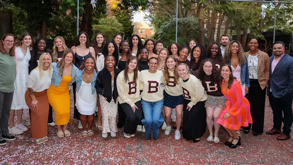 Photo of the Brown Women's Soccer team at the 2026 team banquet