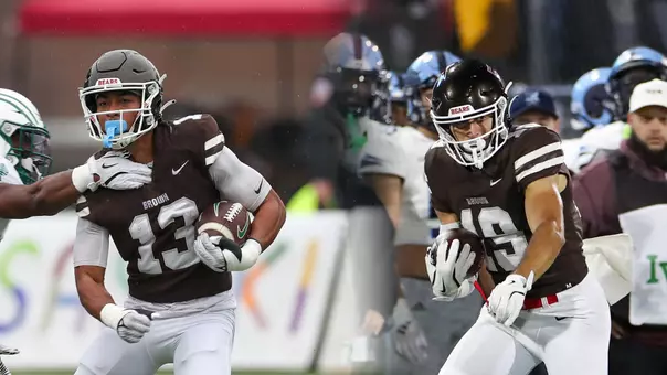 Elias Archie and Ty Pezza play for Brown during the 2025 season