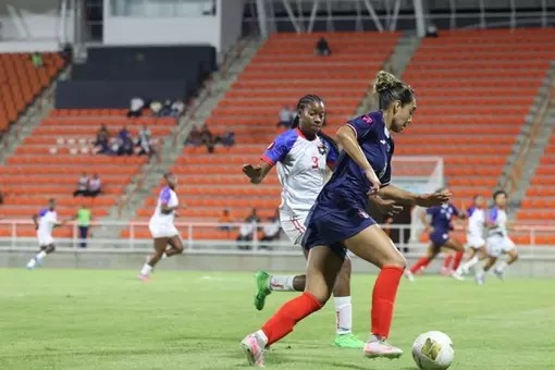 Angelina Vargas playing for Dominican Republic during World Cup 2027 qualifiers