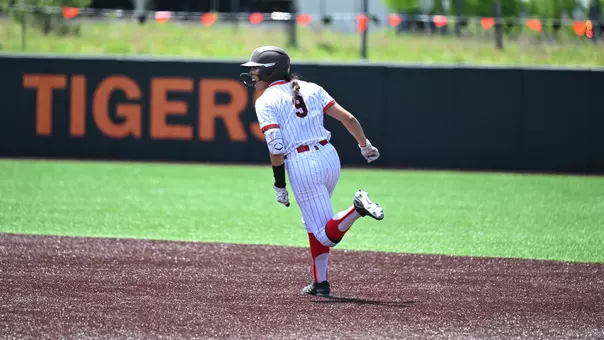 Amanda Deng celebrates hitting a home run against Princeton in the Ivy League Tournament