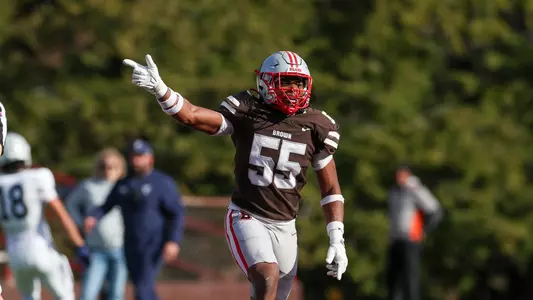 Ike Odimegwu celebrates vs. Yale in 2025