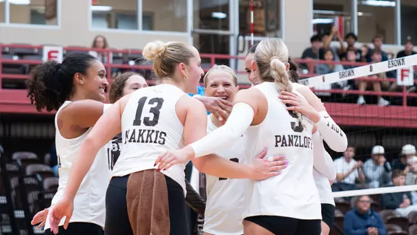 Brown huddles vs. Yale in 2026
