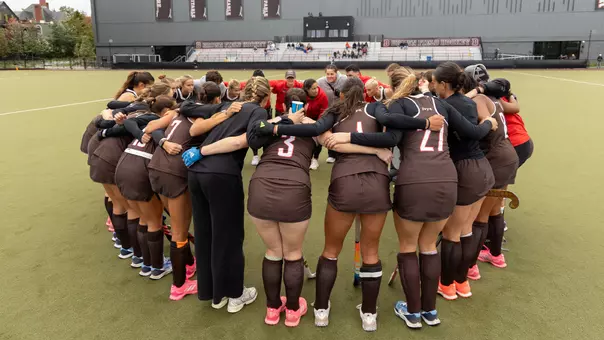 Field Hockey Huddle Against Columbia