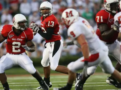 Football Team In Midst of Spring Practice