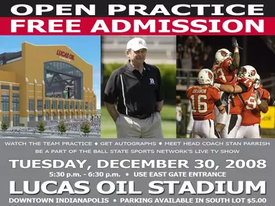 Football Team to Hold Open Practice Dec. 30 at Lucas Oil Stadium