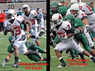 Lewis and Sykes Combine for 504 Yards In Football's 29-27 Win