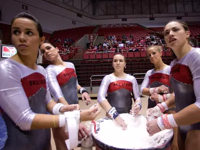 Gymnastics Team Defeats California in Meet at Michigan State