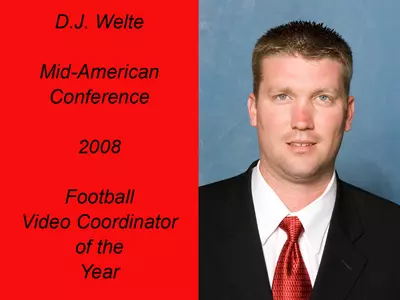 Football Video Coordinator D.J. Welte Earns Award