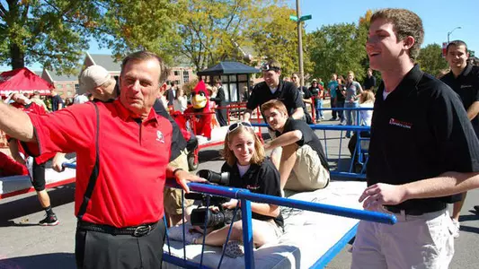 Football Coach Starts Homecoming Week Bed Race