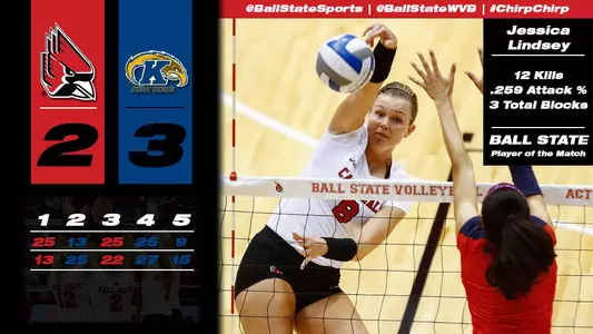 Volleyball Loses Another Tough Five-Setter At Kent State
