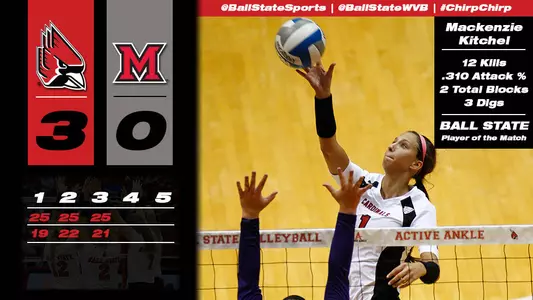Kitchel Leads Volleyball in Sweep of Miami