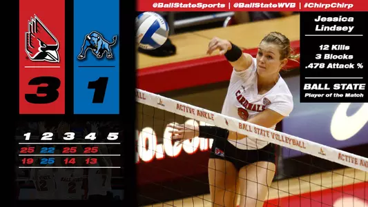 Team Effort Lifts WVB to 3-1 Win Over Buffalo