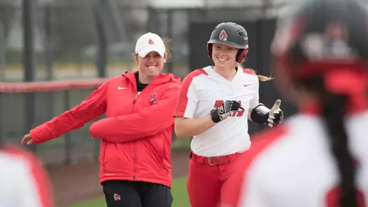 Olivia Huffman rounding third on home run