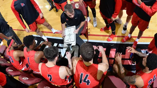 Men's Basketball Huddle, James Whitford