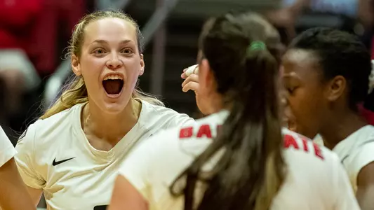 Allison Hamaker excited after a point