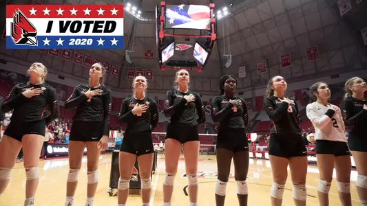 WVB During Anthem w/I Voted Graphic