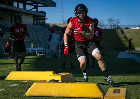 Ball State practices at Alabama State in preparation for the 2021 Camellia Bowl