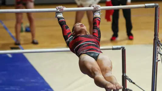 Megan Teter on bars for Ball State