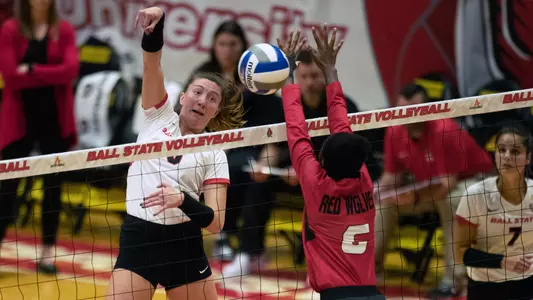 Marie Plitt with a kill vs. Arkansas State